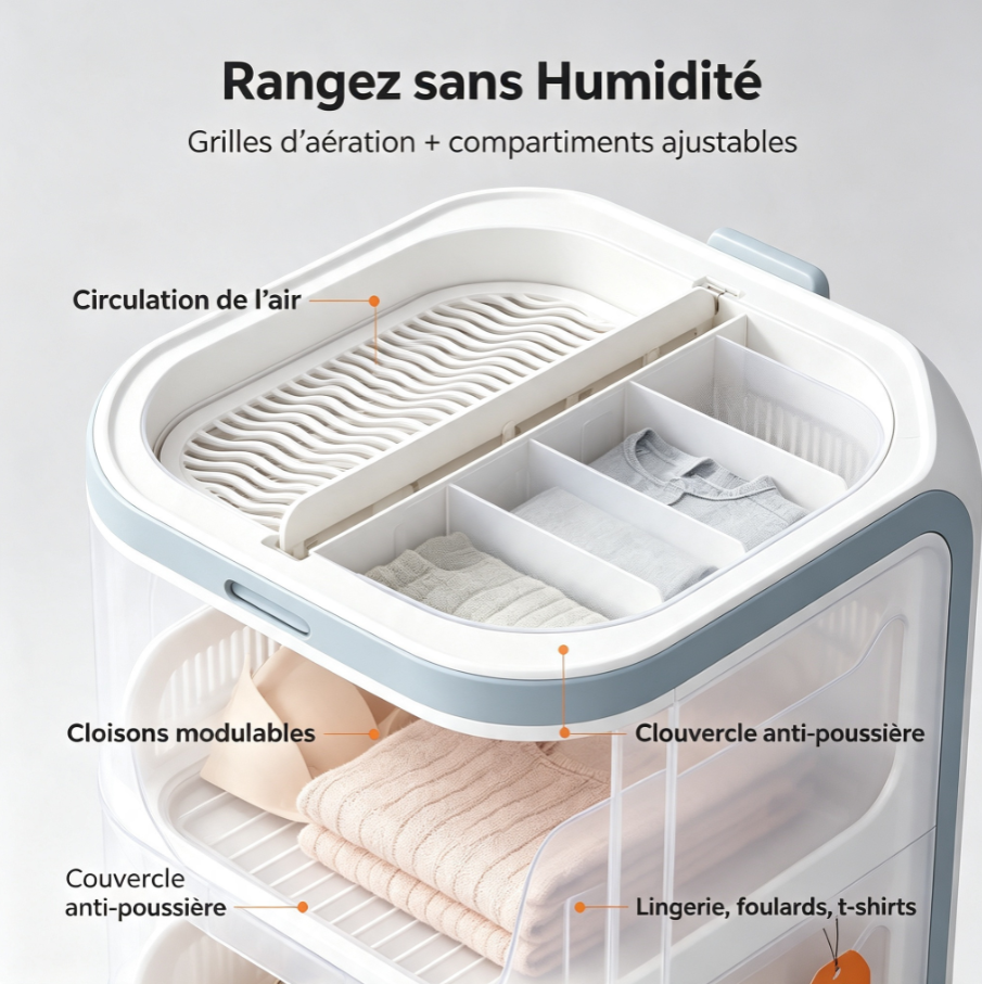 Tour de rangement rotative hexagonale, système de rangement pour vêtements gain de place pour dressing et chambre