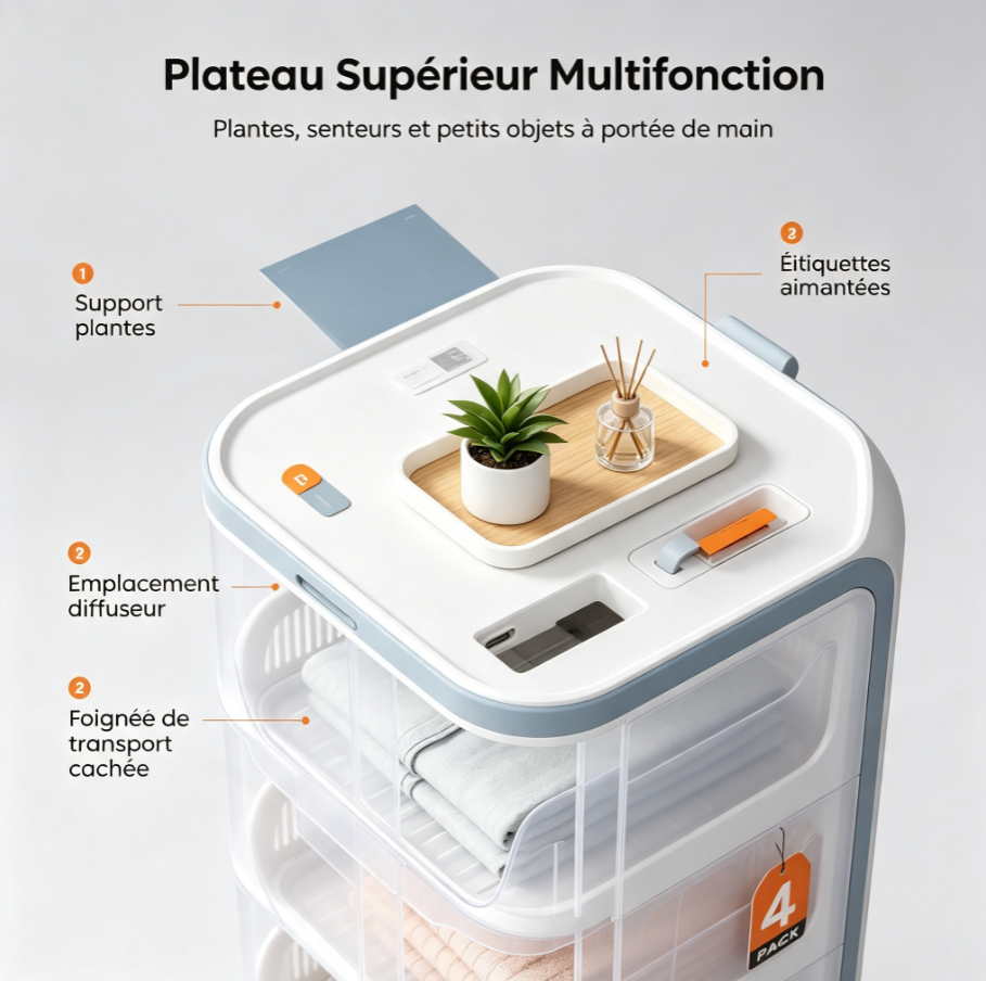 Tour de rangement rotative hexagonale, système de rangement pour vêtements gain de place pour dressing et chambre