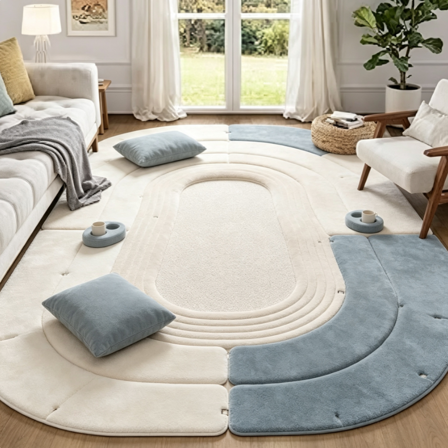 Tapis modulaire magnétique assemblable, tapis de salon démontable lavable, adaptable à toutes les pièces de la maison