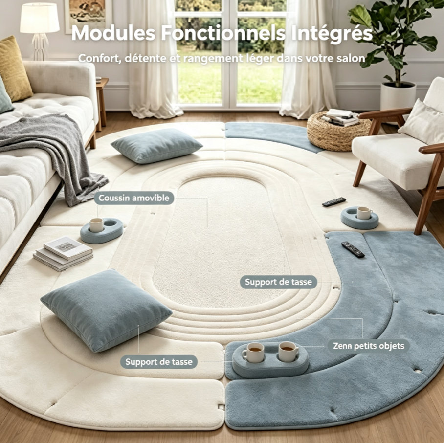Tapis modulaire magnétique assemblable, tapis de salon démontable lavable, adaptable à toutes les pièces de la maison