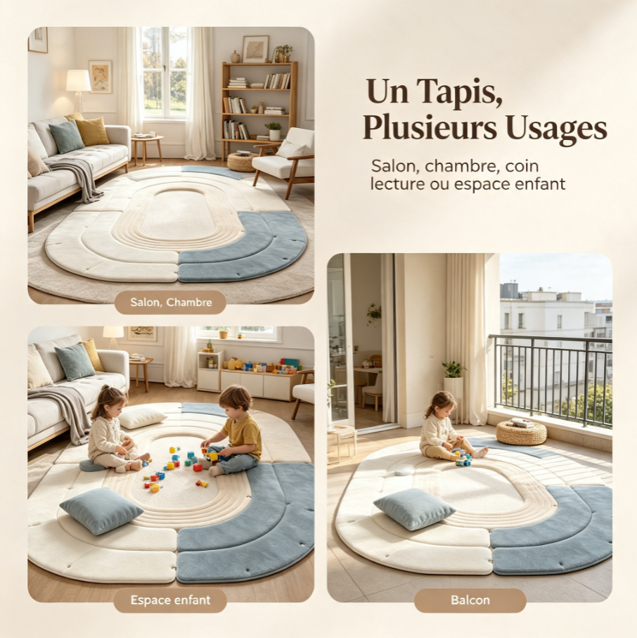 Tapis modulaire magnétique assemblable, tapis de salon démontable lavable, adaptable à toutes les pièces de la maison