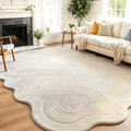 Tapis design à contours ondulés, tapis à relief texturé, tapis décoratif original pour salon et chambre