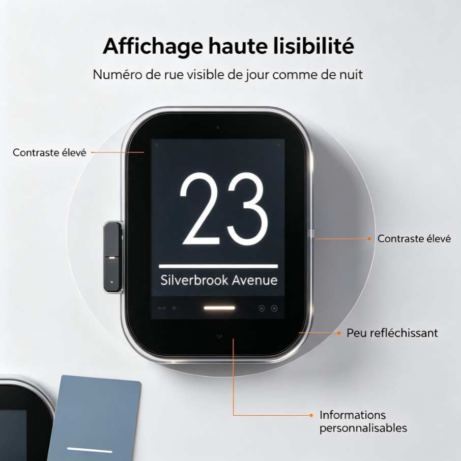Plaque de porte intelligente à écran e‑ink, personnalisable, basse consommation pour maison, appartement et bureau