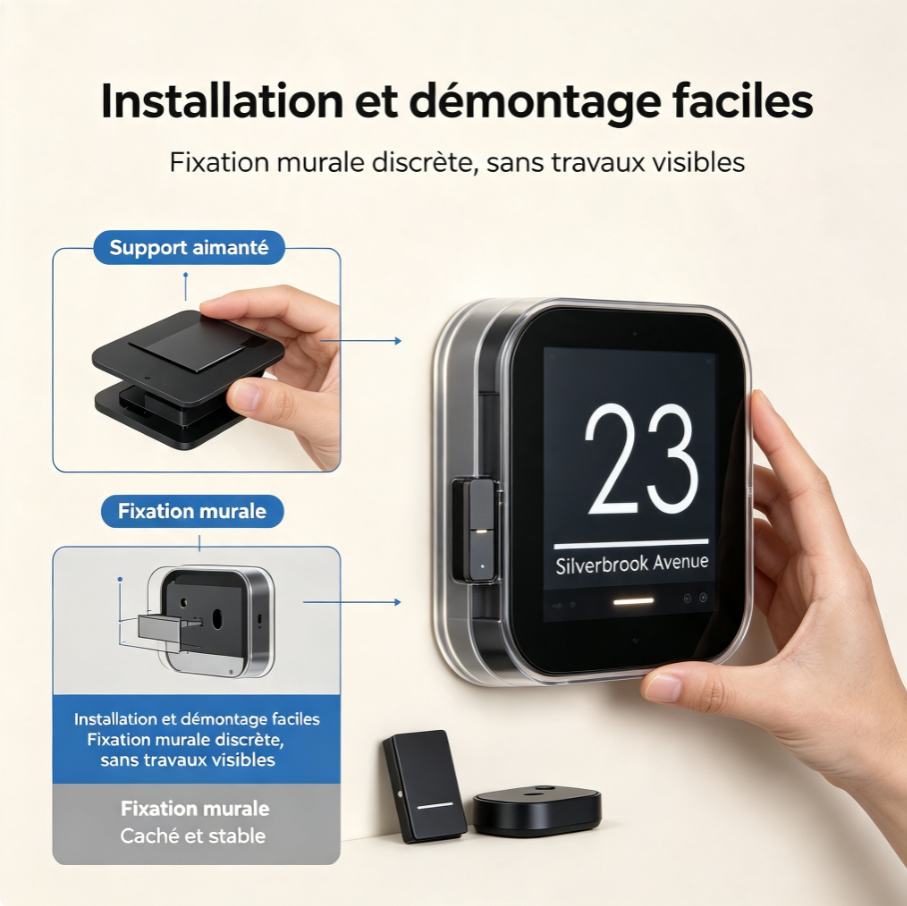 Plaque de porte intelligente à écran e‑ink, personnalisable, basse consommation pour maison, appartement et bureau