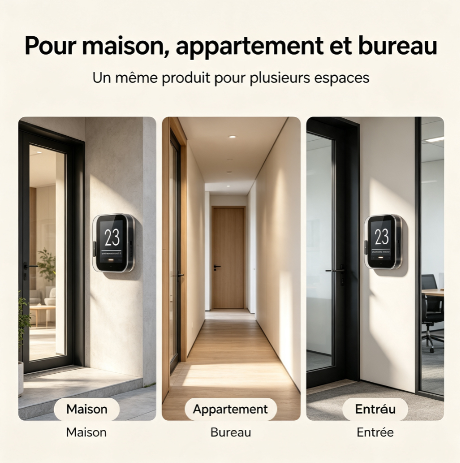 Plaque de porte intelligente à écran e‑ink, personnalisable, basse consommation pour maison, appartement et bureau
